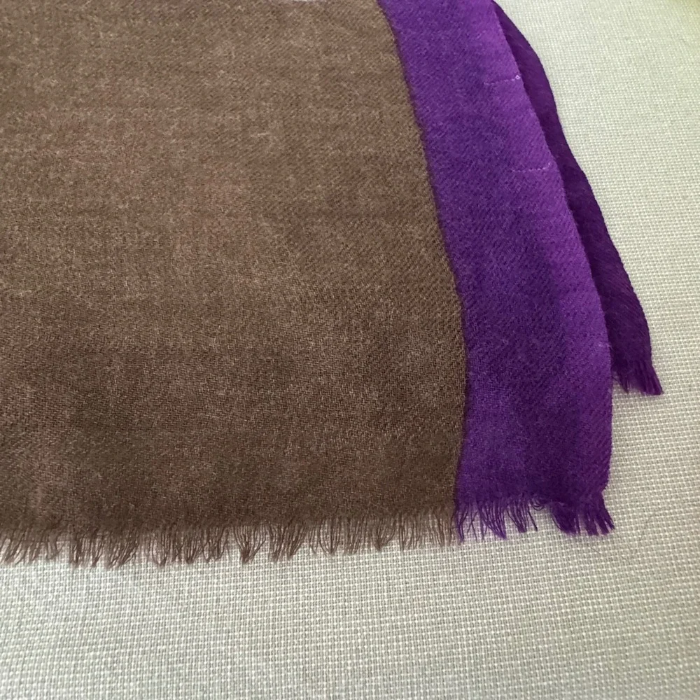 So French So Chic Wool Scarf‎ Brown/Purple 28x72